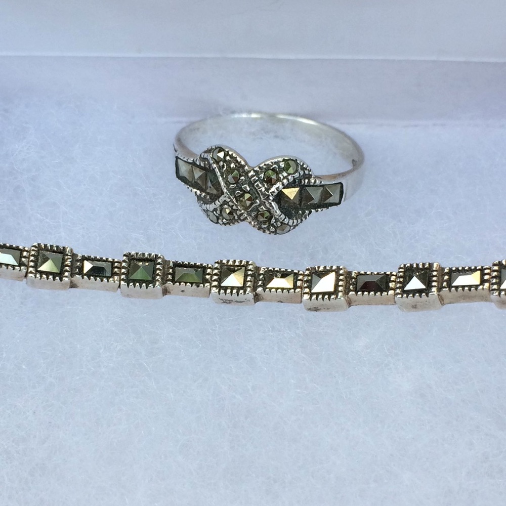 Marcasite Sterling Bracelet and Sz 7 ring